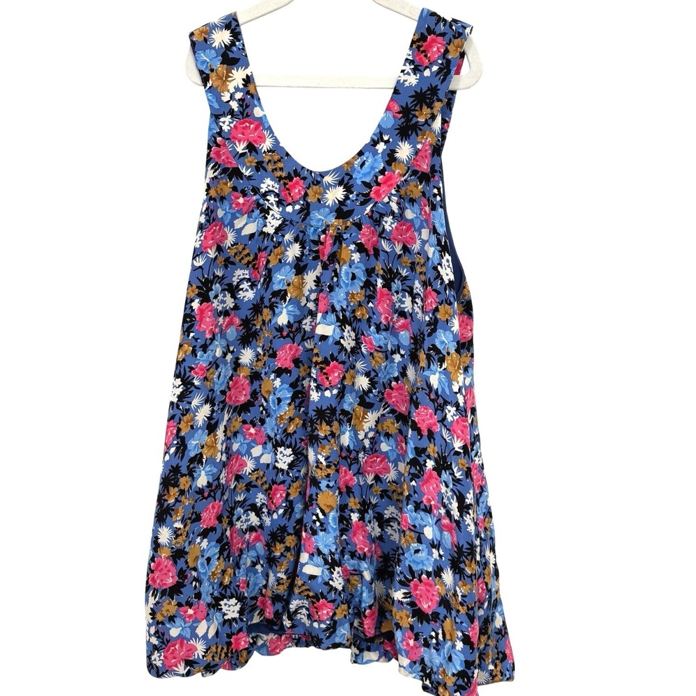 Central Park West Floral Babydoll Blue Tank top SILK Spring Cami Y2K Fairy Crop
